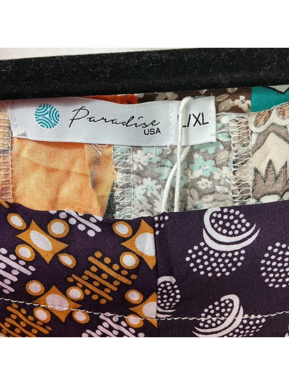 *FLAW* Paradise USA Women’s XL Patchwork Overalls Boho Hippie Multicolor Viscose - Picture 6 of 7